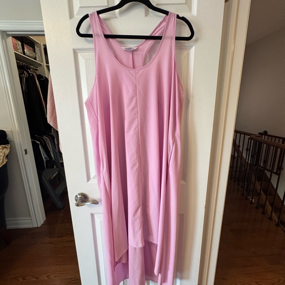 Athleta Pink Presidio High Low Sundress Travel Scoop Neck Sleeveless Dress